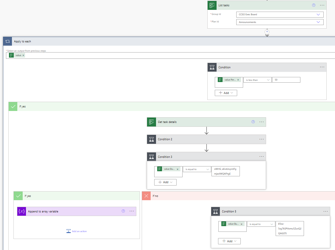 Conditionals to filter tasks and build out our arrays Building our lists