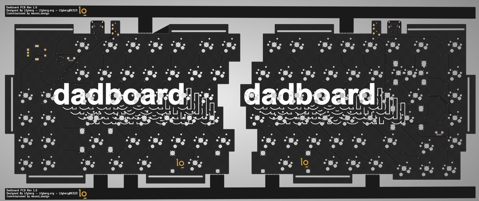 KiCad Render of the front of the Dadboard PCB PCB Image