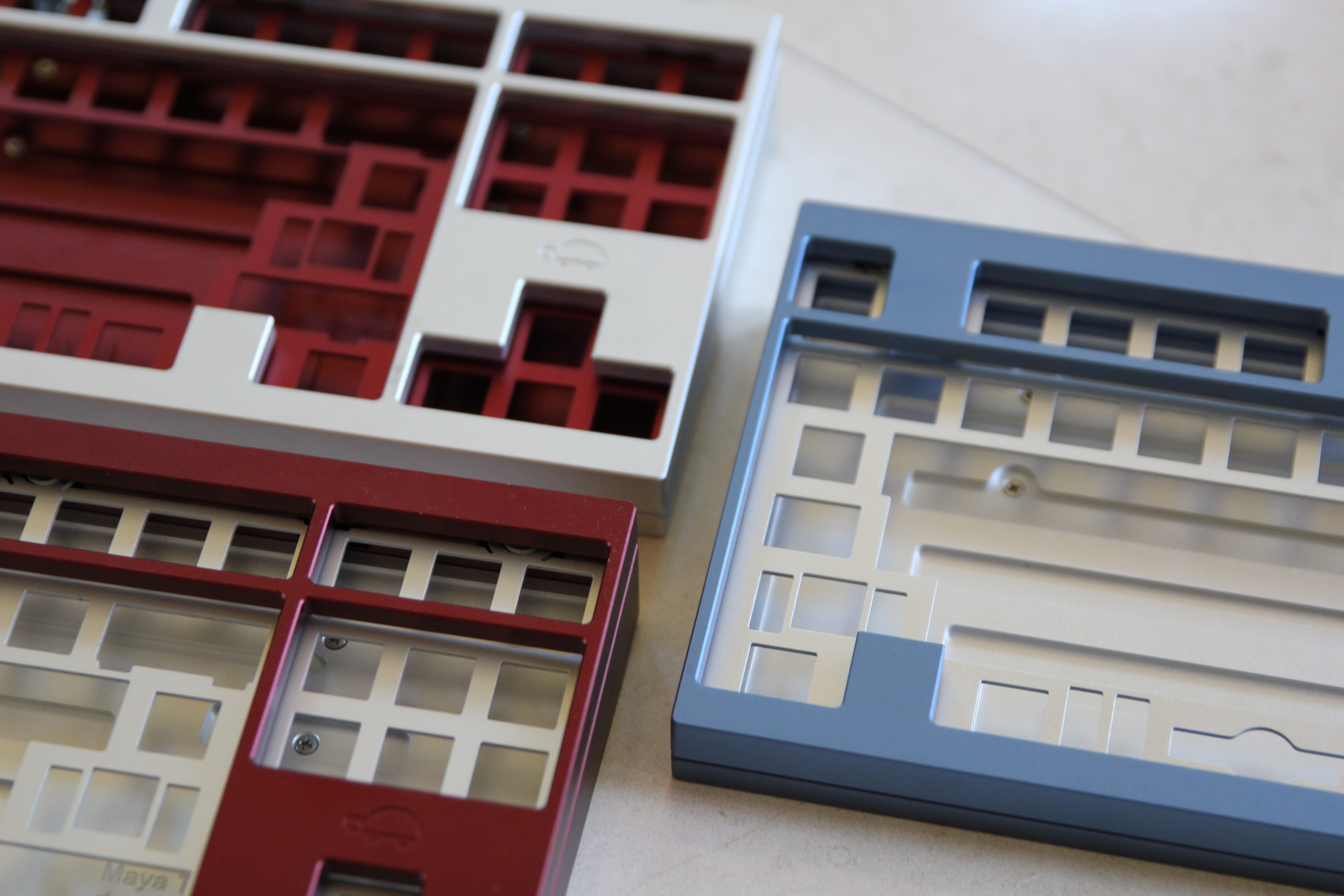 Prototypes of the Maya case in various colorways Case Prototype